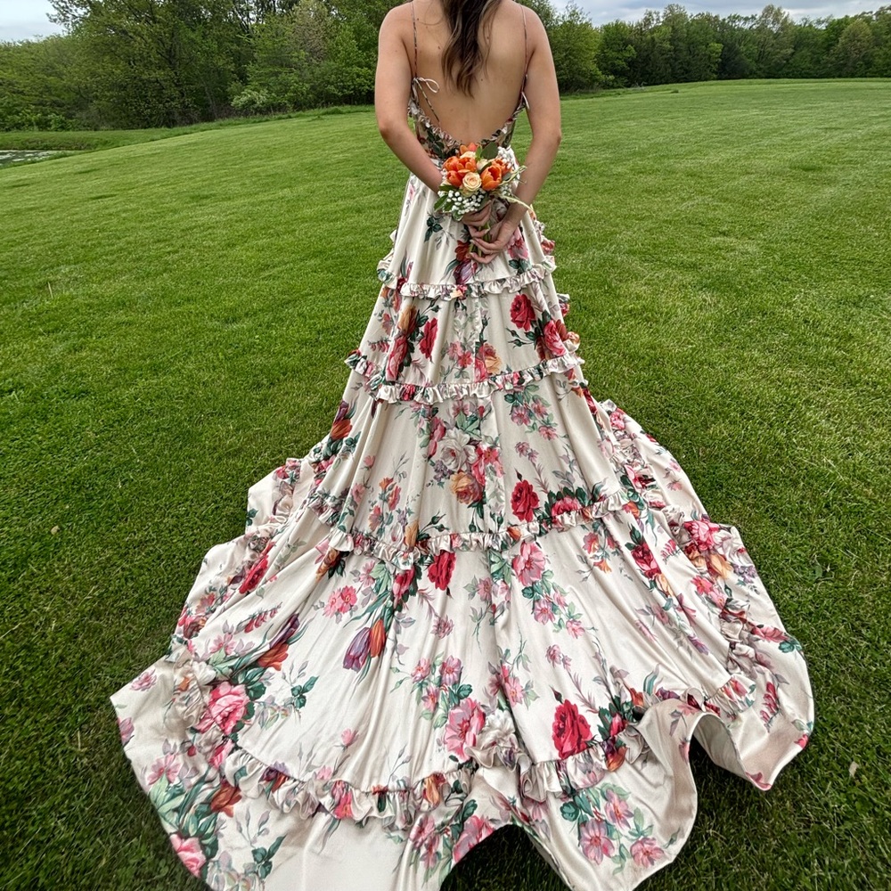 Sherri Hill prom dress! Style 56256, size 2, champagne print. Only worn once!